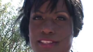 Black stud fucks ebony whore's butt, then gives her facial