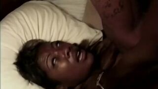 Black girl swallows a big ebony cock in her wide mouth