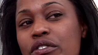 Black slut is giving blowjob and getting dogystyle banging