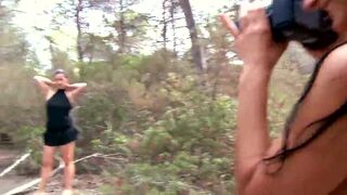 Outdoor photo shooting in black lingerie leads to sex