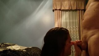 Abbs sucks the cum out of my cock