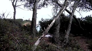 Big boobed blond in negligee sucks strangers dick on beach