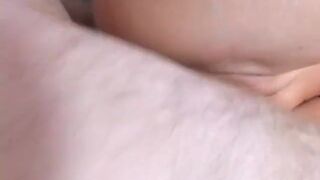 Sexy blond with enormous breasts fucked on bed