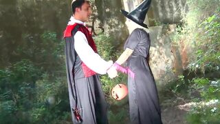 Cose play couple is joint by stranger takes both dicks