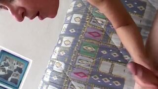 Red head old sucks cock to make him cum