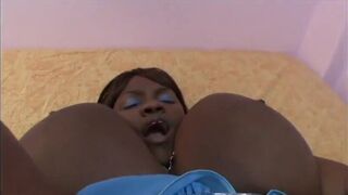 Fat black slut gets stiff fuck from a hard black dong in bed