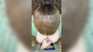 gloryhole sub slut wife sucks and tittyfucks  stranger cum on tits - 13 image