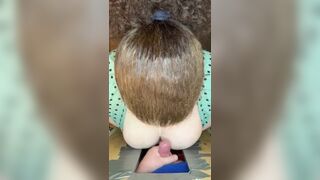 gloryhole sub slut wife sucks and tittyfucks  stranger cum on tits - 14 image