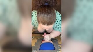 gloryhole sub slut wife sucks and tittyfucks  stranger cum on tits - 8 image