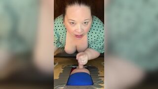 gloryhole sub slut wife sucks and tittyfucks  stranger cum on tits