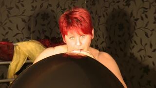 Annadevot - Black Balloon, golden heels, red fingernails