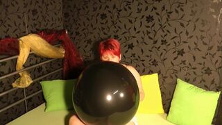 Annadevot - Black Balloon, golden heels, red fingernails