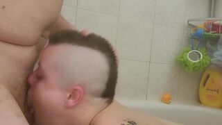 THROATPIE beauty deepthroat blowjob in the shower. Good girl - 10 image