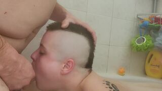THROATPIE beauty deepthroat blowjob in the shower. Good girl - 12 image