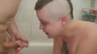 THROATPIE beauty deepthroat blowjob in the shower. Good girl - 13 image