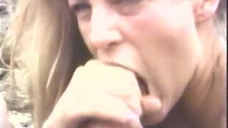 Tanned blonde and a dude are fucking on the beach