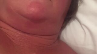 British milf takes a massive cum shot after playing with herself xxx