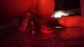 Sexy Babe Rides Dildo On Kitchen Counter