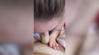 Wife sucks a big dick while the husband is at work and swallows every drop