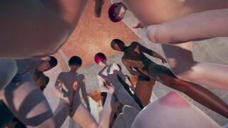 Milf blonde Tsunade Extreme bukkake in Bathroom