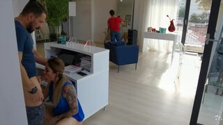 Wet Kelly extreme passionate public fuck at work with a costumer