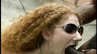 Ebony stud in good shape preached busty redhaired cutie