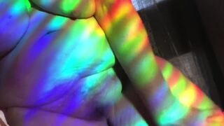 Feverish cougar pussy felt hotter than ever, sensual rainbow dance for you!