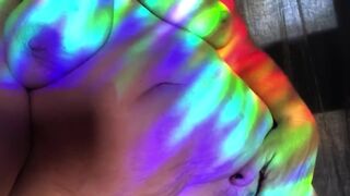Feverish cougar pussy felt hotter than ever, sensual rainbow dance for you!