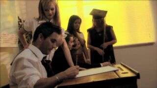 Doting girls gets hammered hardcore in a group sex