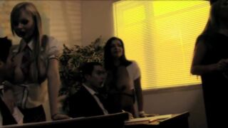 Doting girls gets hammered hardcore in a group sex