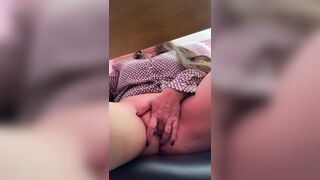 Masturbation under the desk and orgasm
