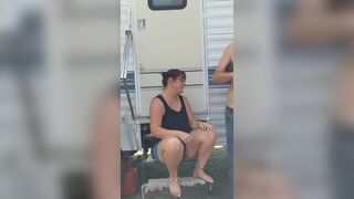 Fun at camp leads to cum on tits