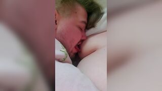 Submissive Boyfriend Sucking on my Nipple - Adult Nursing