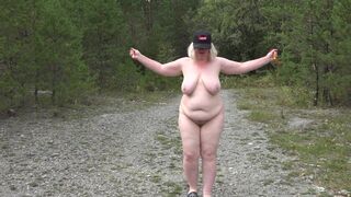 Charging in the Woods Fully Naked Busty Mature BBW Milf.