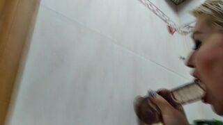 Mature Cocksucker in Bathroom! Sweet & Wild Moans with a Dick in Mouth and Rubbing Sperm on her Tits