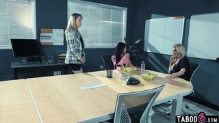 Swapping secretaries becomes lesbian sex in the office - 8 image