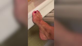 Step Aunt JOI in Shower Jack off Spying on best Legs Feet Tits
