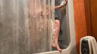 Step Aunt JOI in Shower Jack off Spying on best Legs Feet Tits
