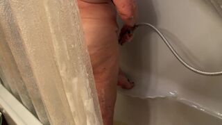 Step Aunt JOI in Shower Jack off Spying on best Legs Feet Tits