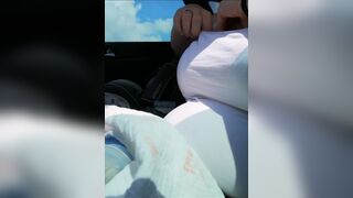 Pumping my Big Milk Tits Empty in the Car