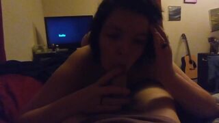 Dirty Chubby Emo Amateur Gags on her Daddy