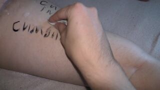 Cuckold hubby clean his cum covered wife after gangbang!