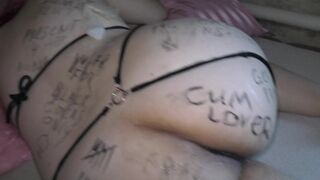 Cuckold hubby clean his cum covered wife after gangbang!