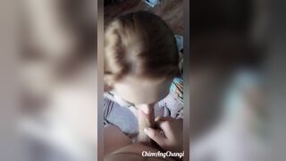 The Devil Passionately and Droolingly Sucks my Cock with the end in her Mouth