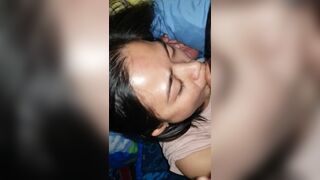 Asian Blowjob Queen Hairy Pussy Fingered and Cumshot Facial Load of Semen