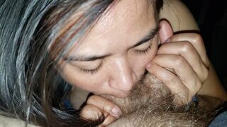 Asian Blowjob MILF Queen Sucking Balls and Tasting CUM