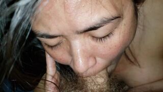 Asian Blowjob MILF Queen Sucking Balls and Tasting CUM