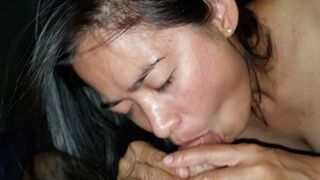 Asian Blowjob MILF Queen Sucking Balls and Tasting CUM