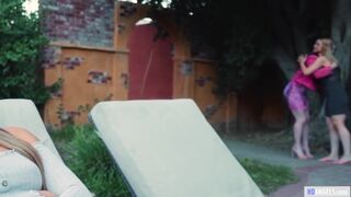 Tattooed milf having lesbian sex with new GF's girl