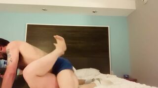 Amateur BBW Wife Fucks Husband in Hotel Room has Uncontrollable Orgasms